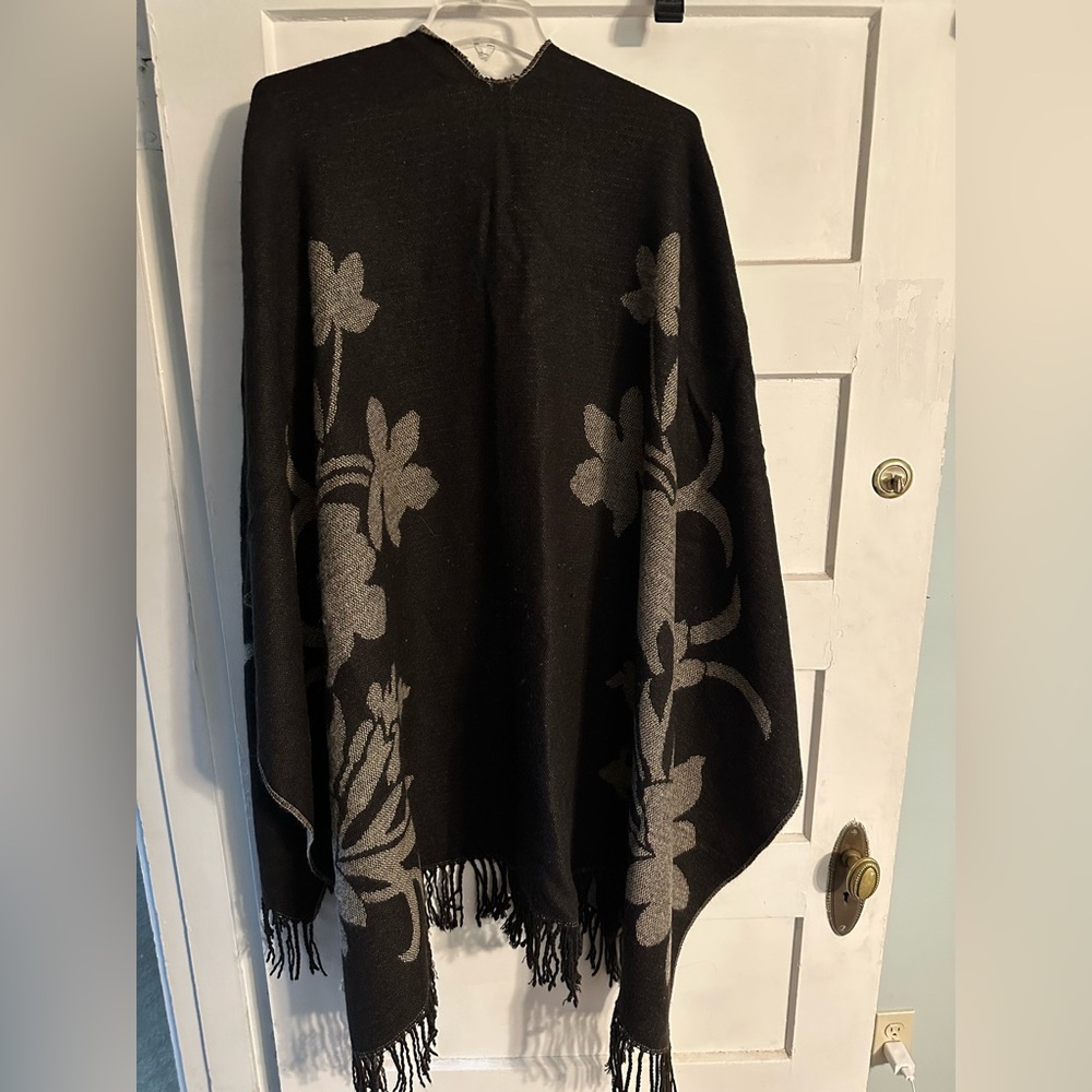 Reversible Woman's Shawl Wrap Black Taupe Scarf
